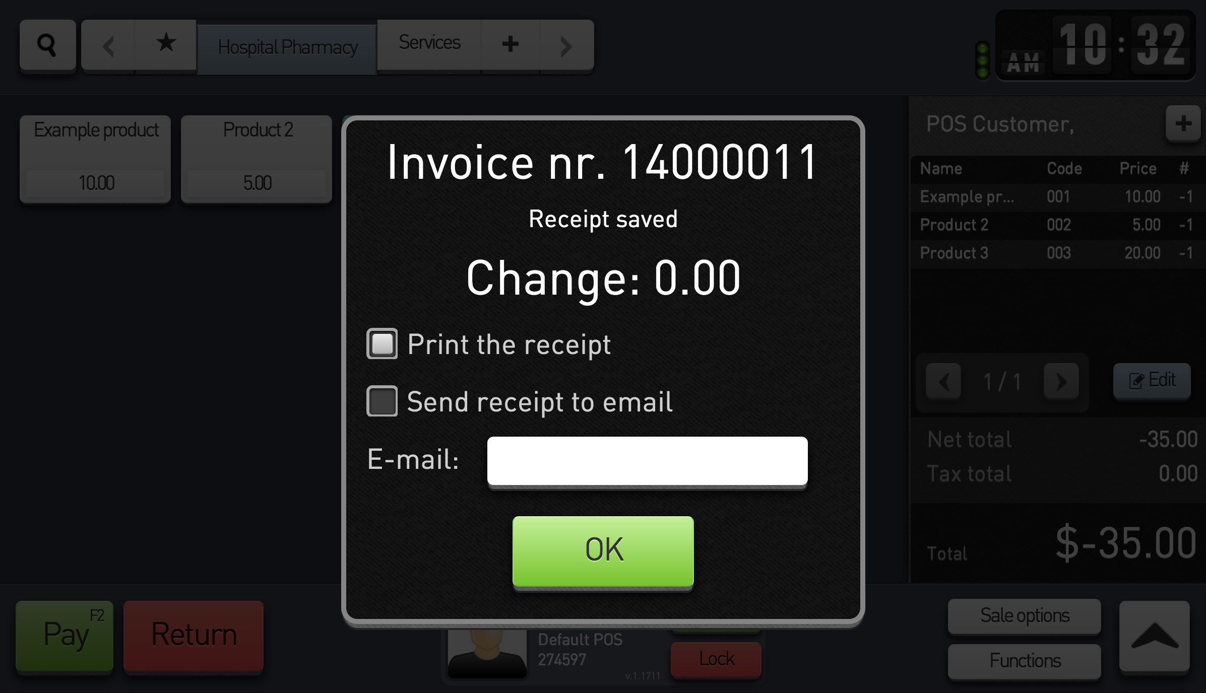 Confirmation modal with a single OK action and no visible path back to the transaction